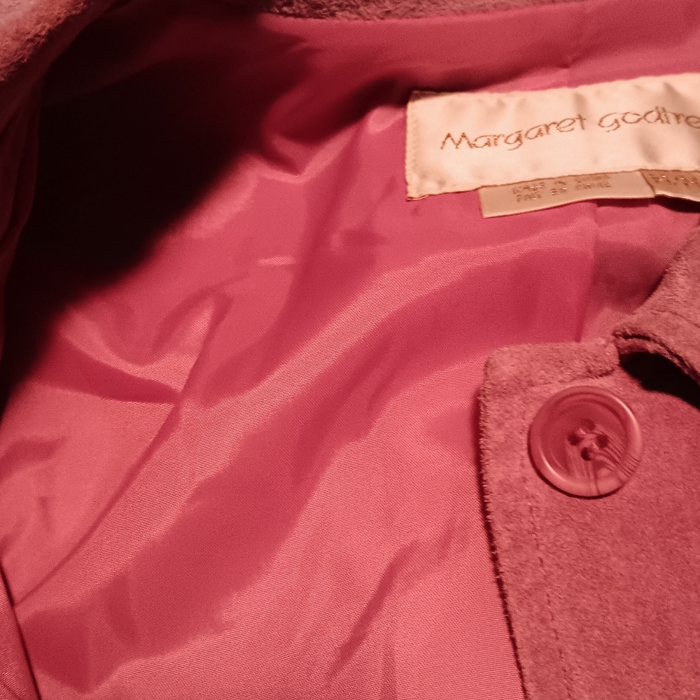 Vintage dusty rose leather suede jacket button front - Picture 6 of 7